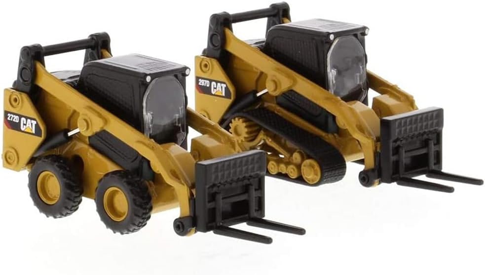 Diecast Masters 1:64 Scale Caterpillar 272D2 Skid Steer Loader & 297D2 Compact Track Attachment Accessories, Play Collect Series Collectible Cat Trucks Construction Equipment, Model 85693