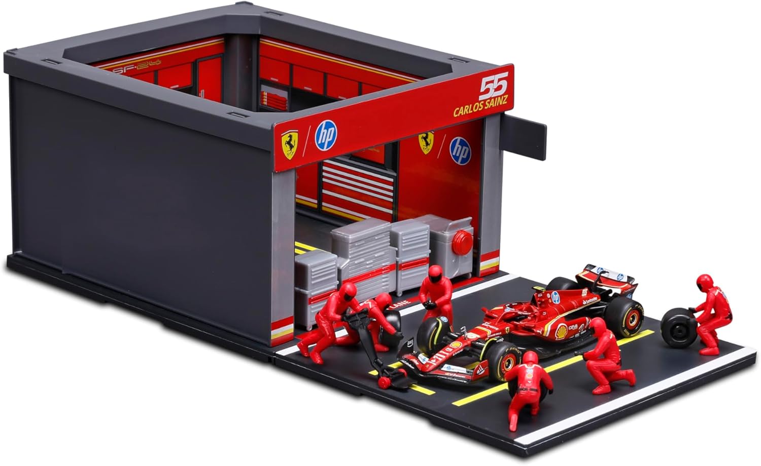 Xiangtat 1/43 Model for Ferrari SFR F1 SF24 2024 Season 16# Charles Leclerc F1 SF24 55# Carlos Sainz Repair Station Playset Alloy Car Die Cast Car Model Vehicle Diecast Formula (1/43 SF24 55# PlaySet)
