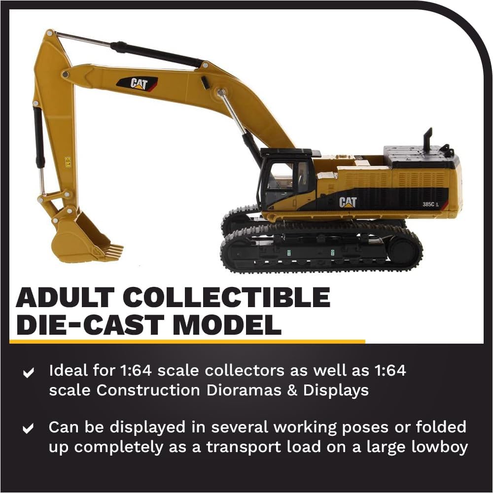 Alternative view of Diecast Masters 1:64 Caterpillar 385C L Hydraulic Excavator, Play & Collect Series Cat Trucks Construction Equipment | Scale Model Collectible 85694