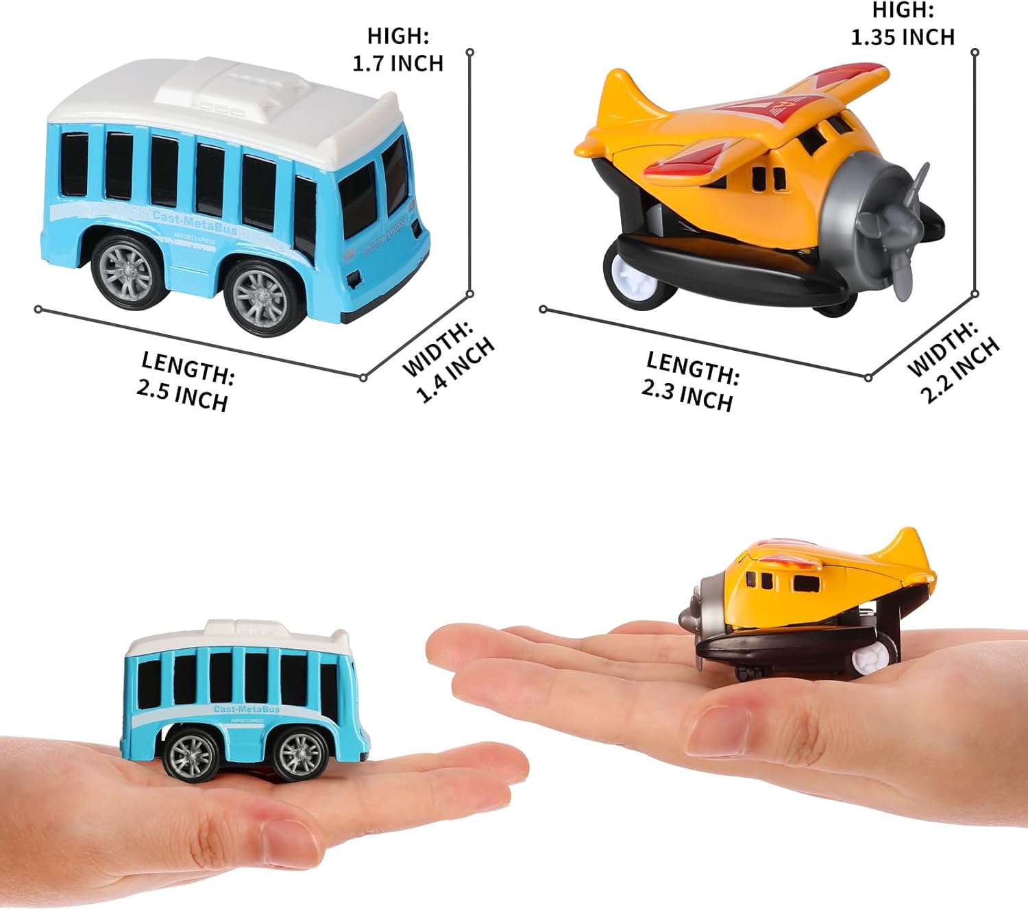 Alternative view of 18 Pack Assorted Pull Back Cars and Airplanes Toy Set, Mini Die-cast Metal Friction Powered Vehicles Toy for Kids Boys Girls