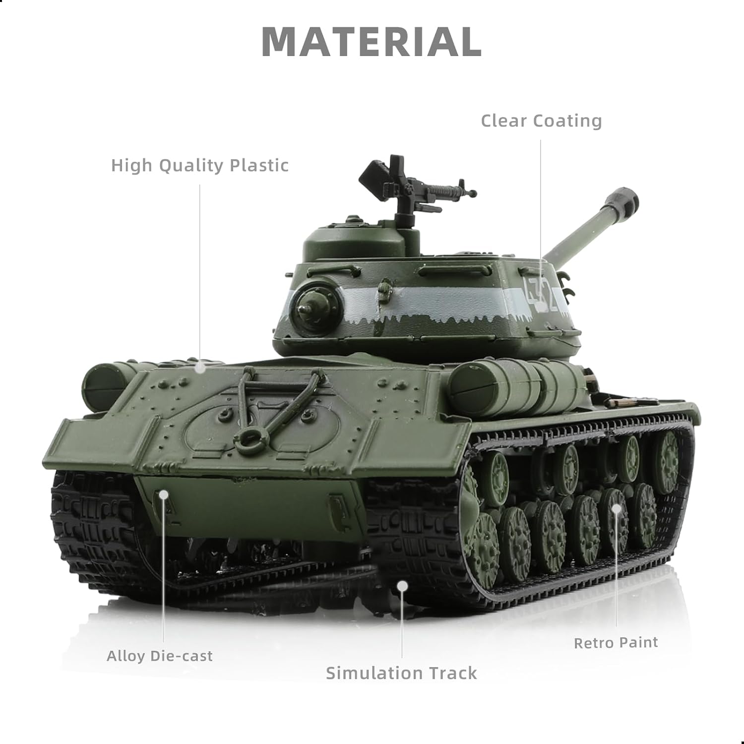 Alternative view of NUOTIE 1/72 Scale is-2 Military Heavy Tank Model Classic World War II Soviet Metal Diecast Vehicle Tank Model with Transparent Storage Box Gift or Collection for Adults