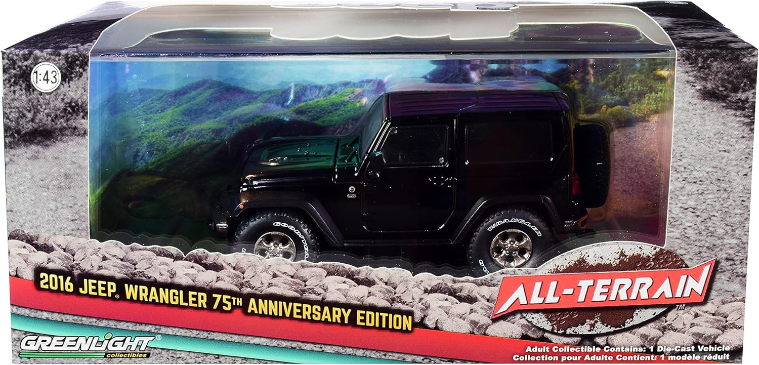 Alternative view of 2016 Wrangler Black 75th Anniversary Edition All-Terrain Series 1/43 Diecast Model Car by Greenlight 86187
