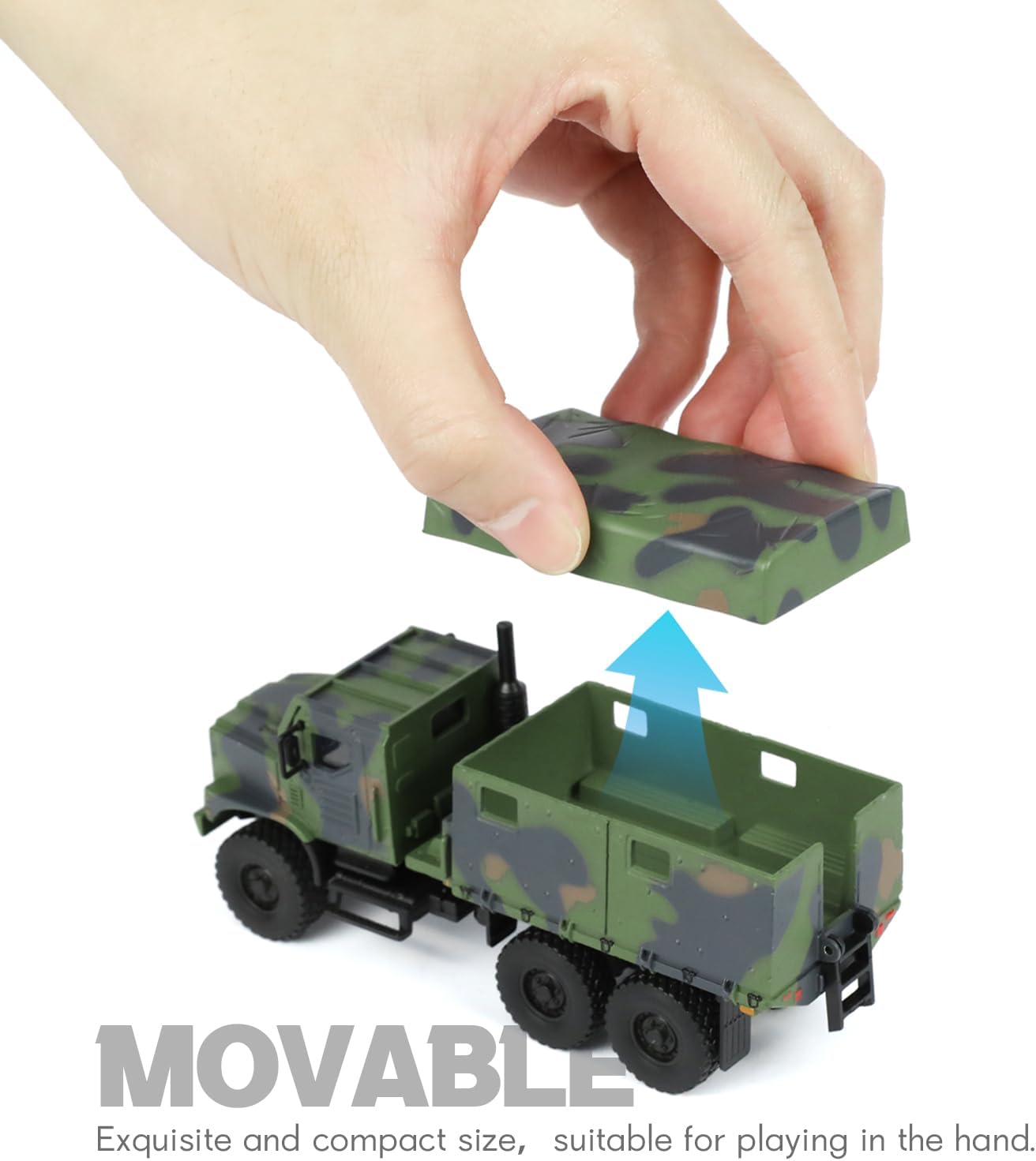 Alternative view of NUOTIE 1/64 Tactical Truck Model Military Truck Armored Car Military MTVR MK23 Medium Vehicle Die-cast Metal Model Kit for Collection or Gift (Camouflage Green)