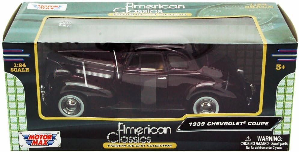 Alternative view of 1939 Chevy Coupe, Burgundy - Motormax 73247 -1/24 Scale Diecast Model Toy Car for unisex children