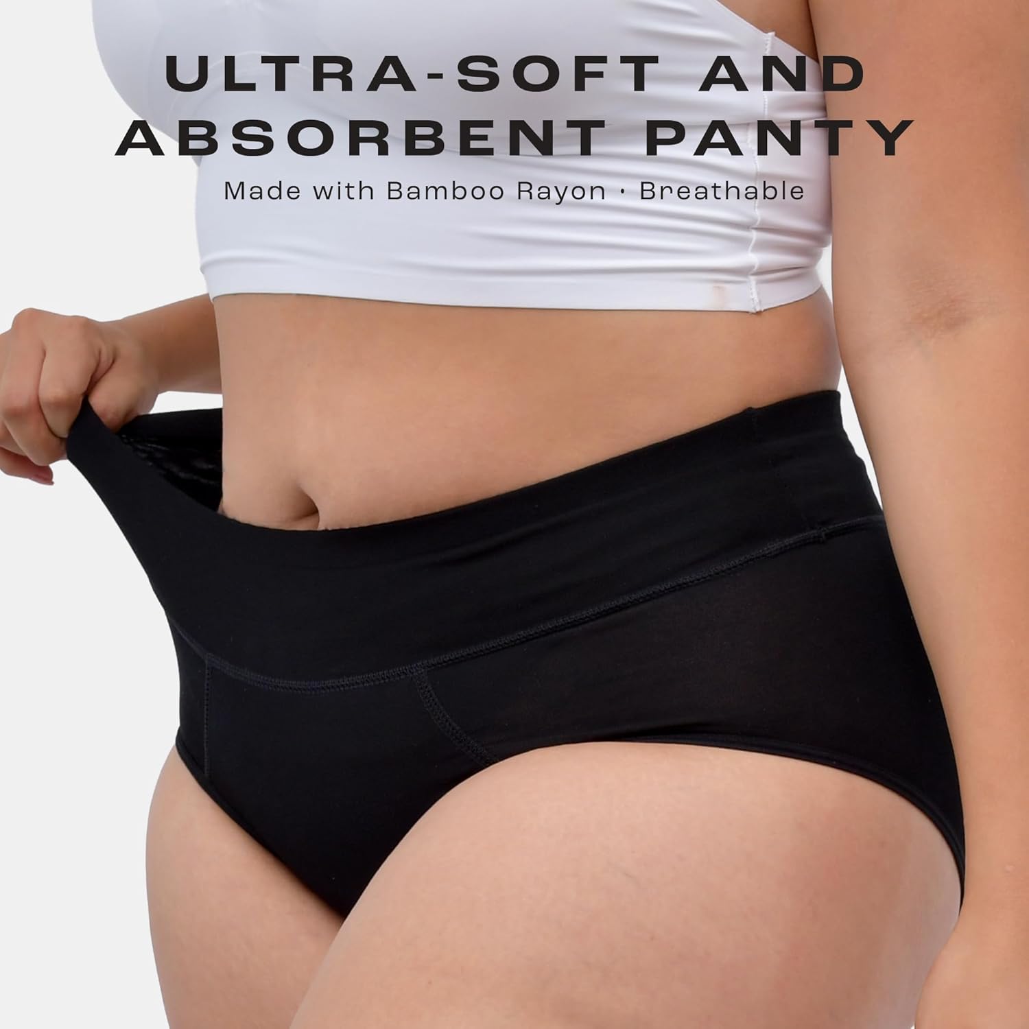 Bambody Absorbent Panties, Period Underwear for Women and Teens - All-Day Long - Overnight Protection- Postpartum, Leakproof