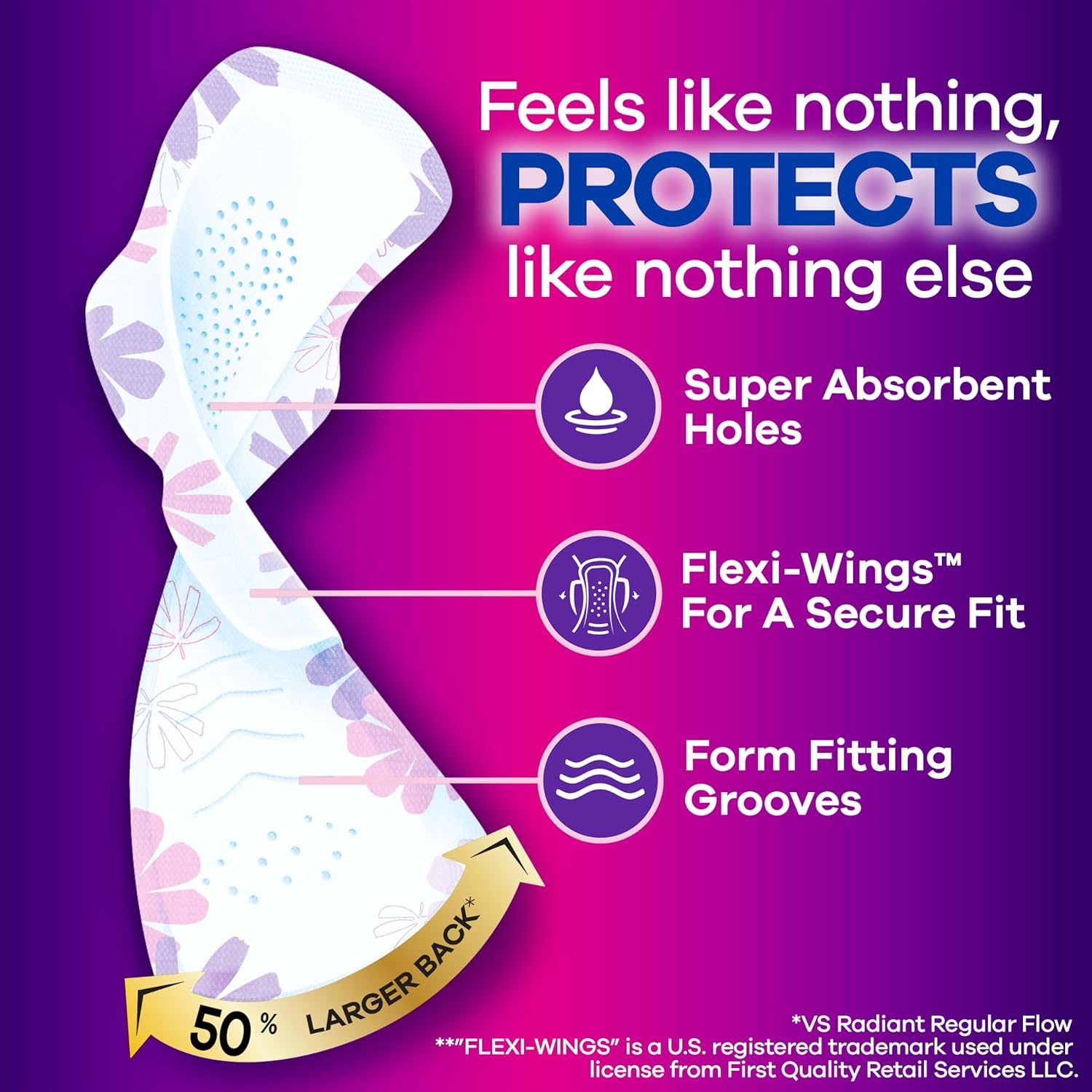 Always Radiant Feminine Pads for Women, Flexfoam Pads with Wings, Size 5, Extra Heavy Overnight Absorbency, Lightly Scented, 54 Count (3 Packs of 18)