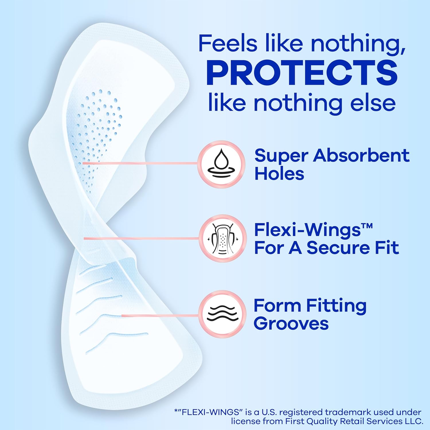 Always Infinity Feminine Pads for Women, Flexfoam Pads with Wings, Size 2, Heavy Absorbency, Unscented, 46 Count