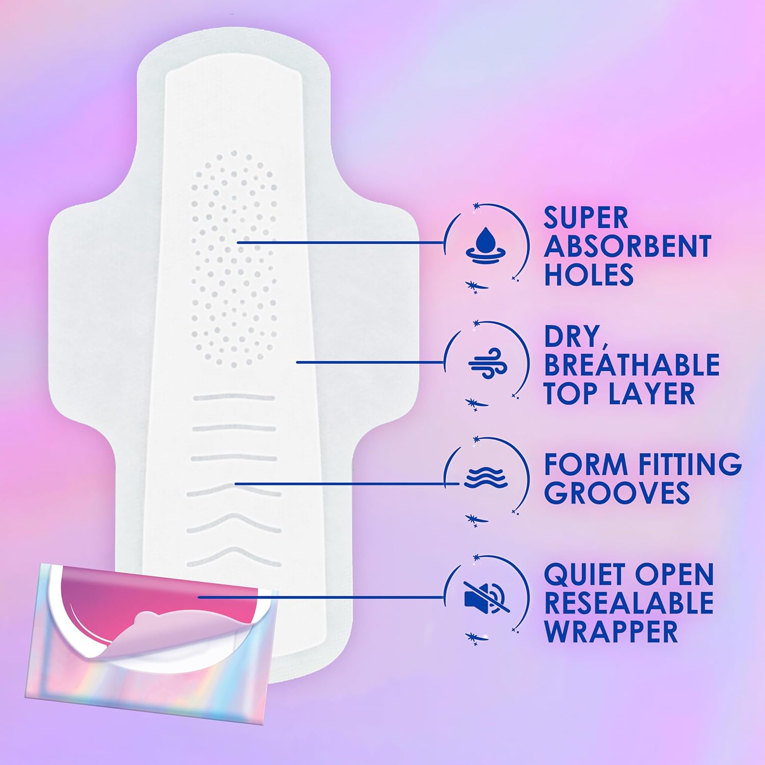 Always Pocket Feminine Pads with FlexFoam, Size 2, Heavy Flow, with Wings, Unscented, 60 Count (3 Packs of 20)