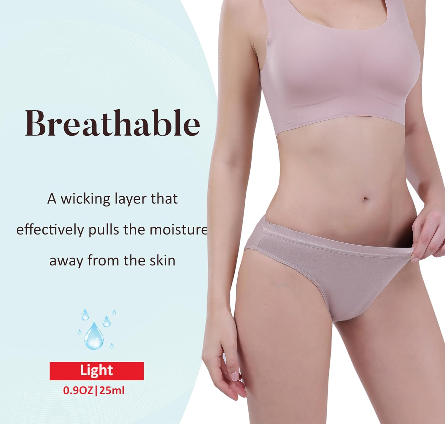 AIRCUTE Washable Absorbent Urinary Incontinence Underwear for Women, Girl Bikini Bladder Leak Proof Panties (25ml) 3 Pack