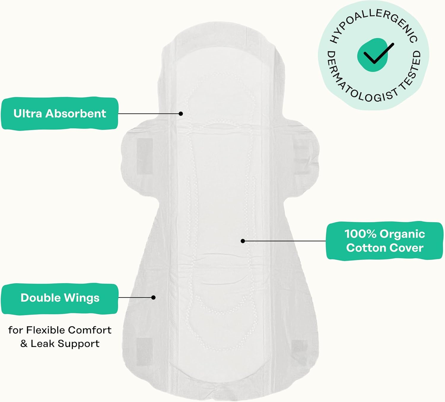 The Honey Pot Company - Herbal Sanitary Pads for Women - Heavy Flow w/Wings - Infused w/Essential Oils for Cooling Effect & Organic Cotton Cover - Feminine Care - 16 ct - Image 4