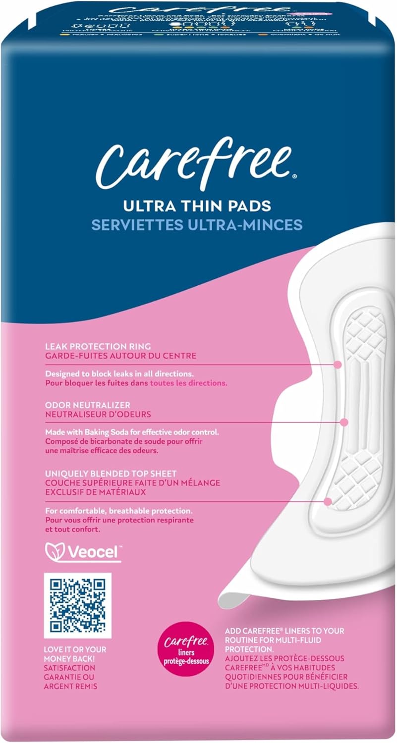 Carefree Ultra Thin Pads for Women, Regular Pads with Wings, 28ct | Carefree Pads, Feminine Care, Period Pads & Postpartum Pads | 28ct (Pack of 1)