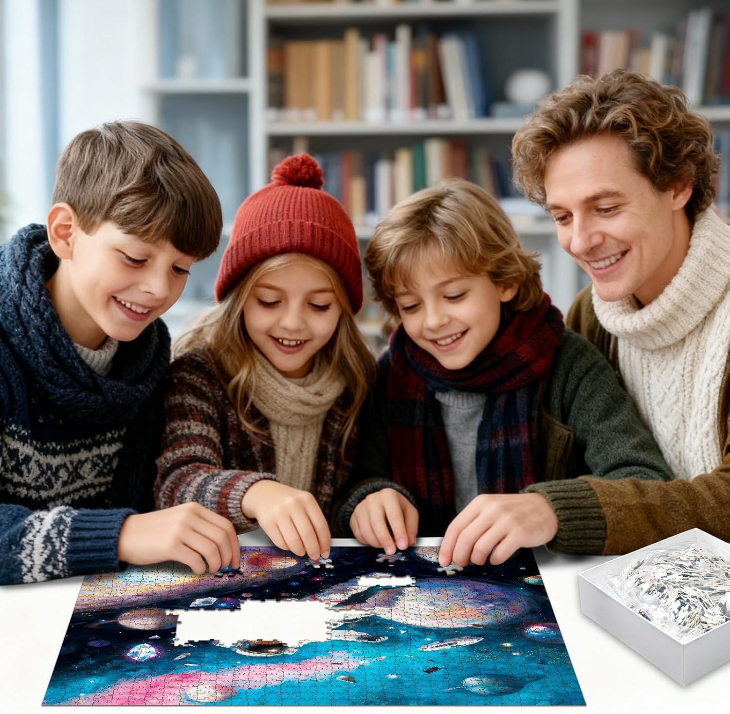 PQIKTUV Puzzles for Adults 1024 Pieces Space Astronaut Galaxy Scene Jigsaw, with Letter Markings, HD Poster, No Dust, Jigsaw Puzzles Impossible Puzzle Family Decoration Giftfor Space Lovers