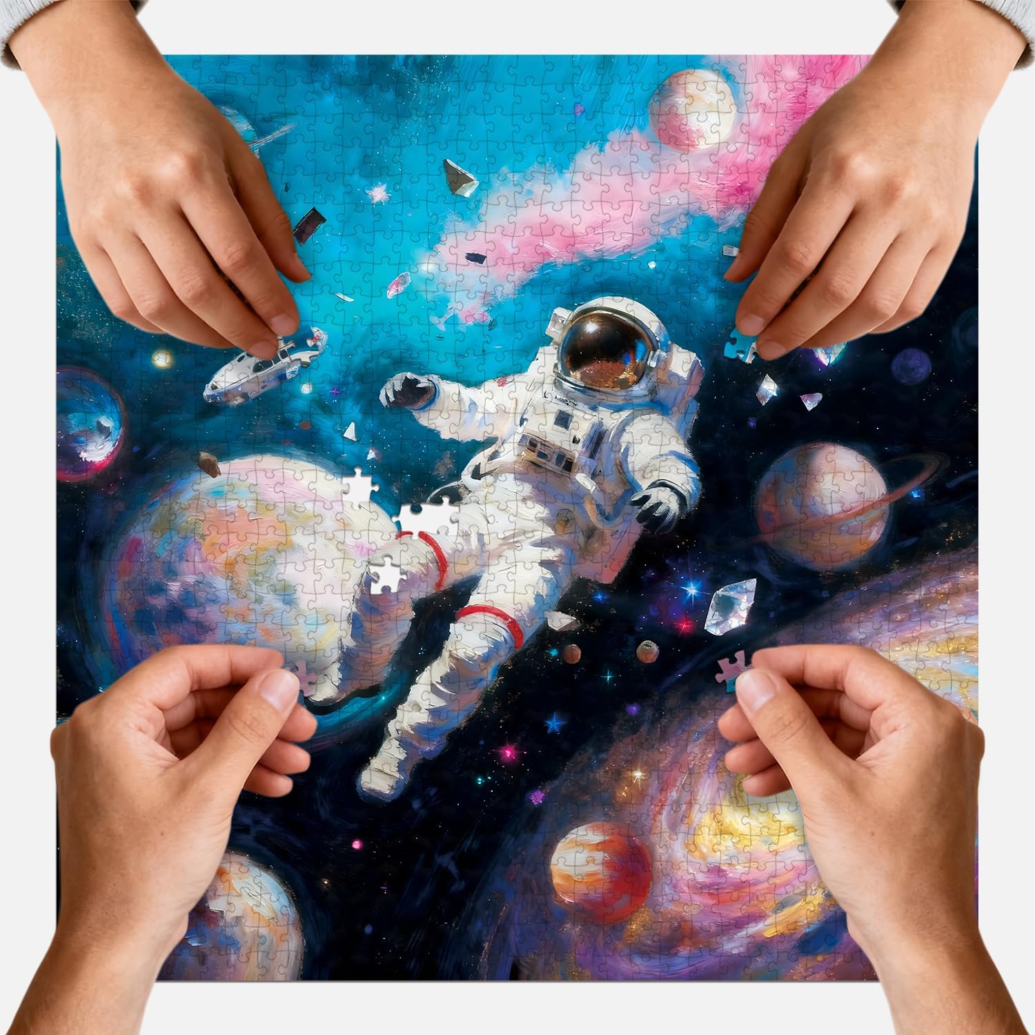 PQIKTUV Puzzles for Adults 1024 Pieces Space Astronaut Galaxy Scene Jigsaw, with Letter Markings, HD Poster, No Dust, Jigsaw Puzzles Impossible Puzzle Family Decoration Giftfor Space Lovers - Image 3