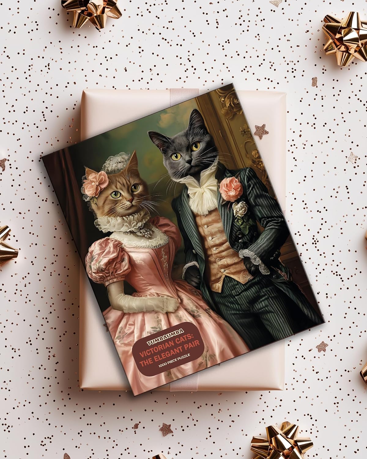 Puzzles for Adults 1000 Pieces, Victorian Cats: The Elegant Pair Portret, Hard Challenging Jigsaw Puzzle for Puzzle Lovers, Bonus Poster Included. Vintage cat Puzzle, Matte Finish. - Image 3