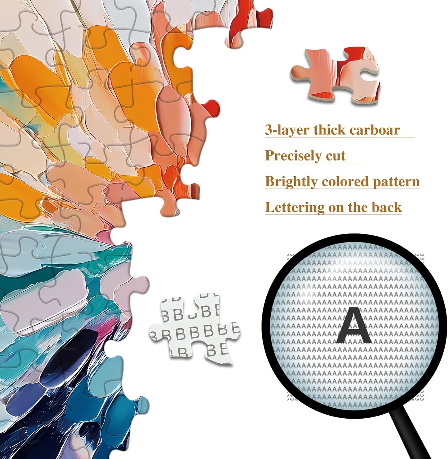 PQIKTUV Puzzles for Adults 1024 Piece Modern Color Explosion Artwork Jigsaw Puzzles with Letters on Back Impossible Challenge Puzzle Interlock Perfectly No Dust Wall Decoration - Image 3