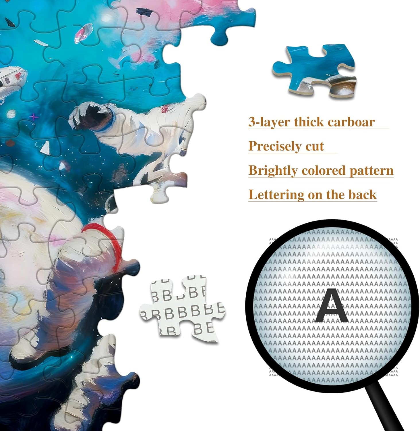 PQIKTUV Puzzles for Adults 1024 Pieces Space Astronaut Galaxy Scene Jigsaw, with Letter Markings, HD Poster, No Dust, Jigsaw Puzzles Impossible Puzzle Family Decoration Giftfor Space Lovers - Image 4