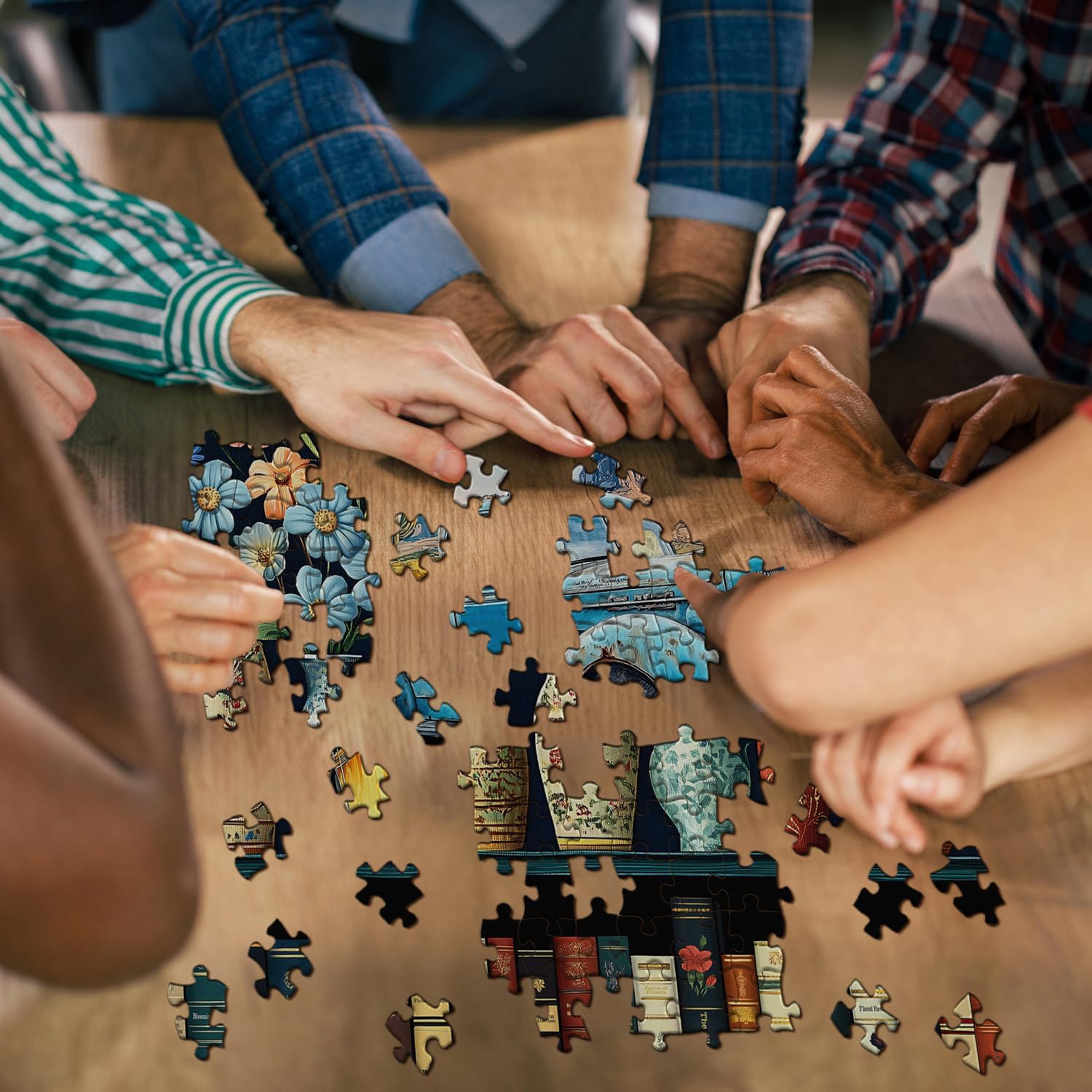 Wildflower Puzzles for Adults 1000 Pieces, PICKFORU Vintage Flower Book Puzzle, Wildflower Pages Jigsaw Puzzle for Book Lover, Floral Art Bookshelf Library Puzzles - Image 7