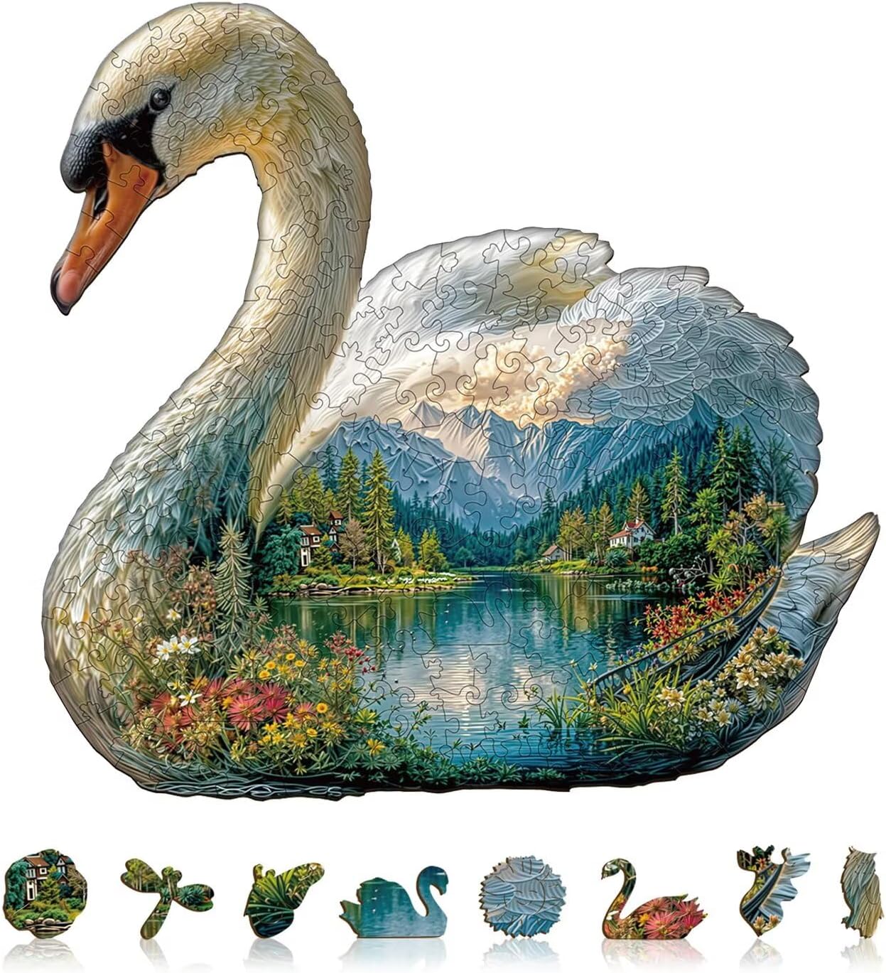 Jollitot Wooden Puzzles, 3D Cave Forest Puzzle 300 Pieces, Unique Animal Shaped Wood Challenging Jigsaw Puzzles Ideal for Adults, Premium Wood Gift Box 13.4x13.3in - Image 9