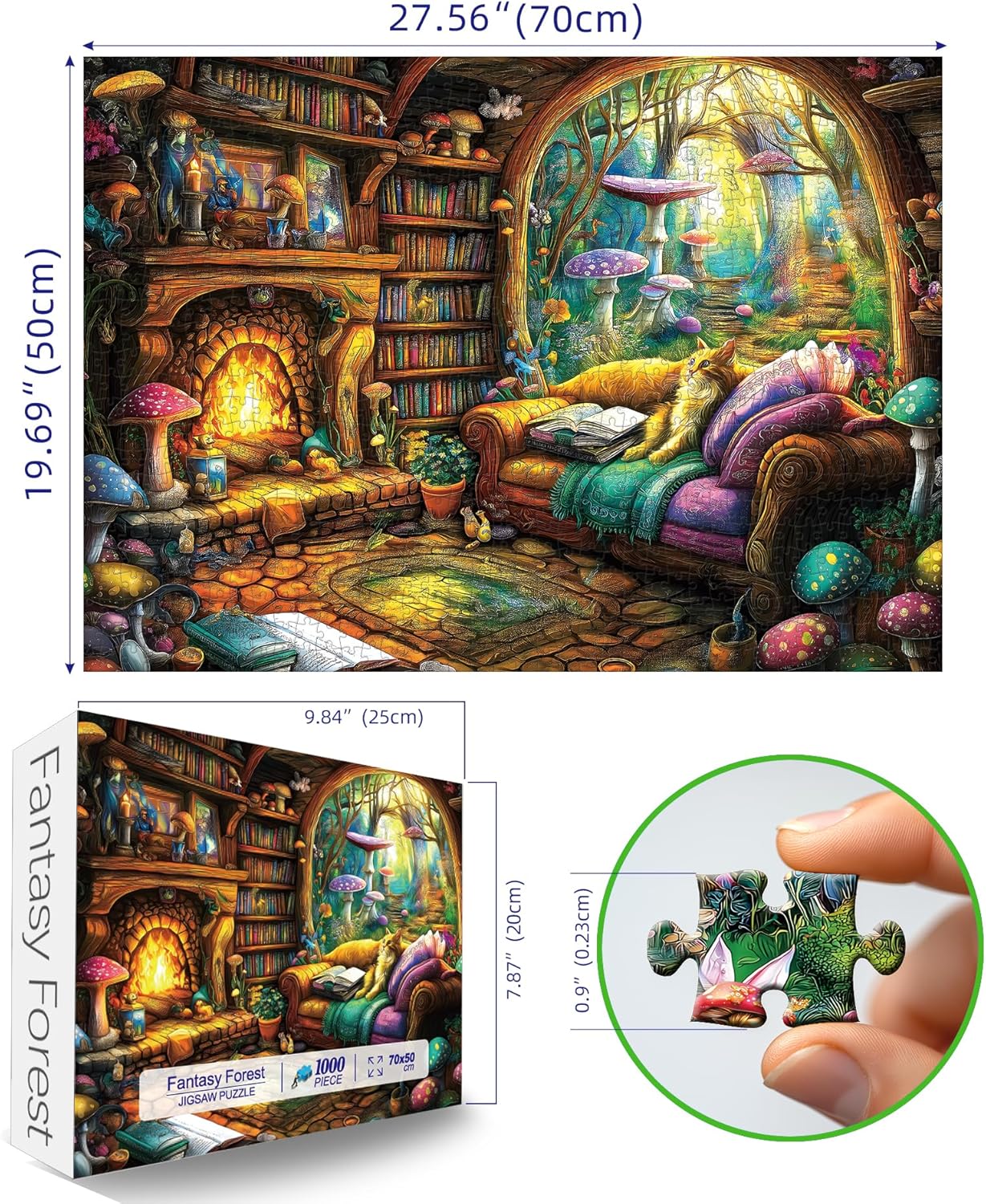 Blueforest 1000 Piece Jigsaw Puzzle for Adults, Enchanting Fantasy Forest Mushroom Landscape Puzzle Hard Impossible Difficult Challenging Family Puzzles for Adults Perfect for Game Nights