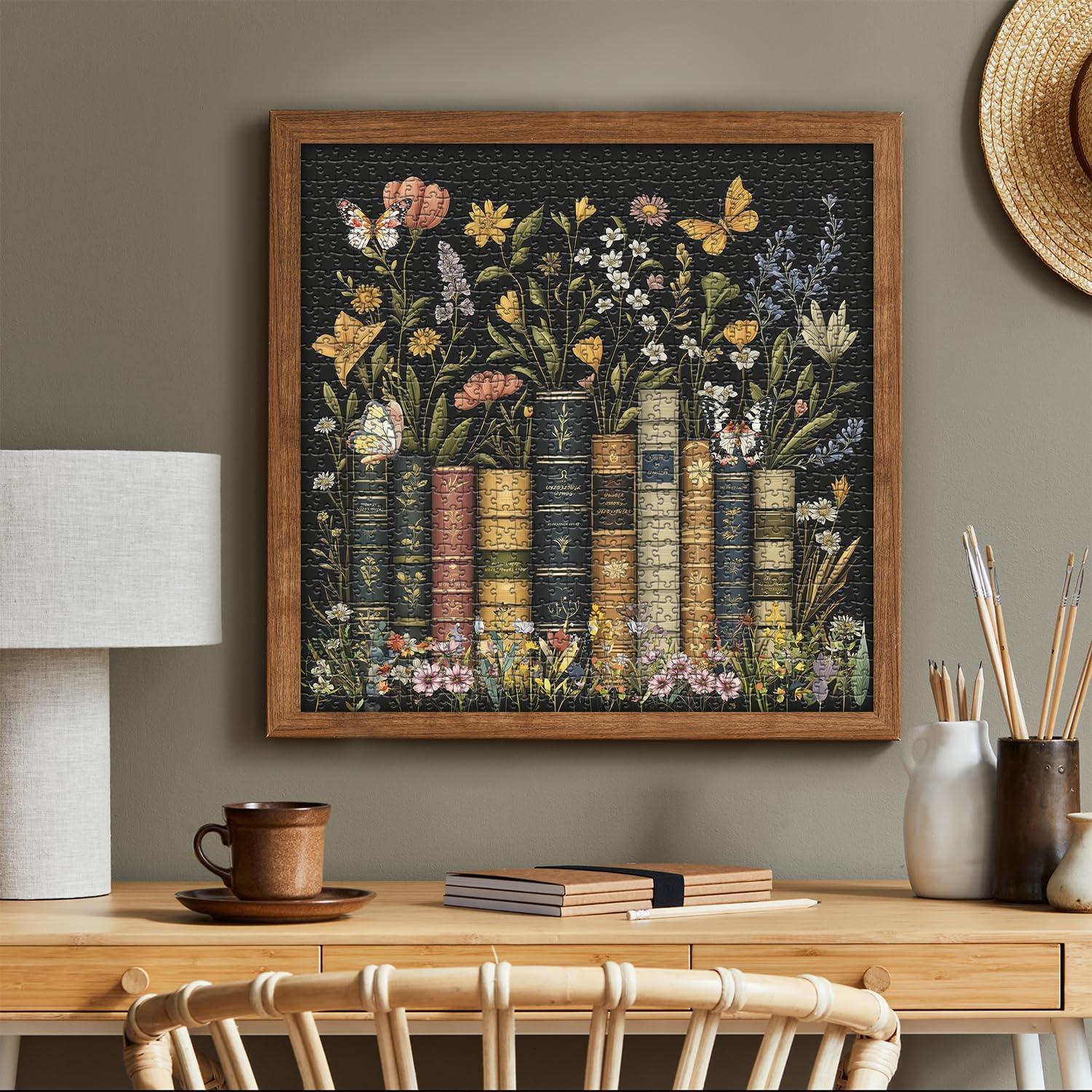 Wildflowers Puzzles for Adults 1000 Pieces, PICKFORU Wildflower Pages Jigsaw Puzzle, Vintage Book Puzzles for Book Lover, Plant Floral Flowers Puzzle as Home Decor