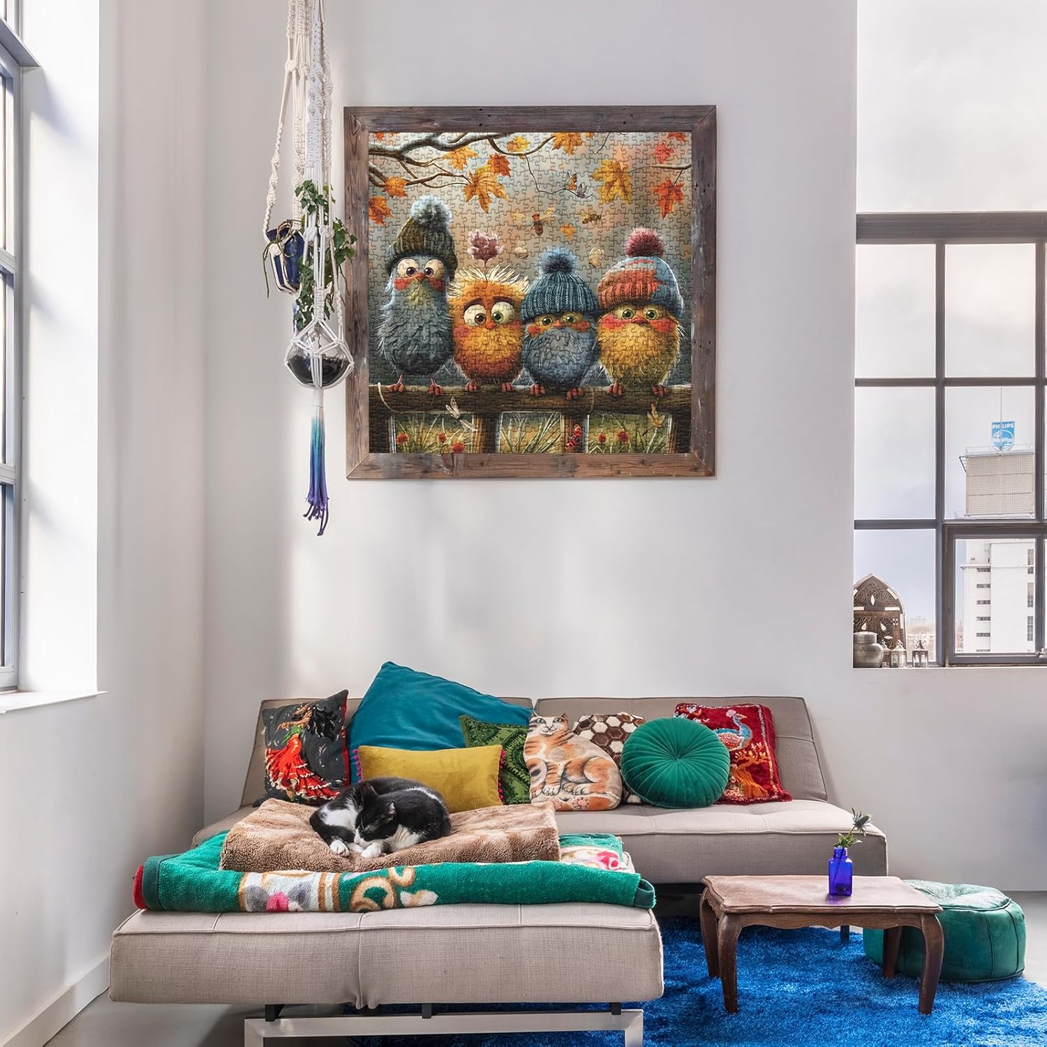 Autumn Bird Puzzles for Adults 1000 Piece Nature, Pretty Fall Landscape Art Jigsaw Puzzles Plant, Butterfly Dragonfly Warm Puzzle