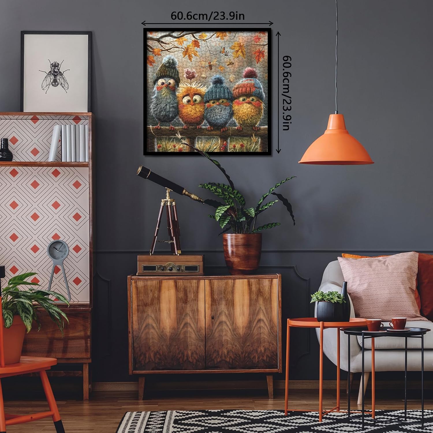 Alternative view of Autumn Bird Puzzles for Adults 1000 Piece Nature, Pretty Fall Landscape Art Jigsaw Puzzles Plant, Butterfly Dragonfly Warm Puzzle