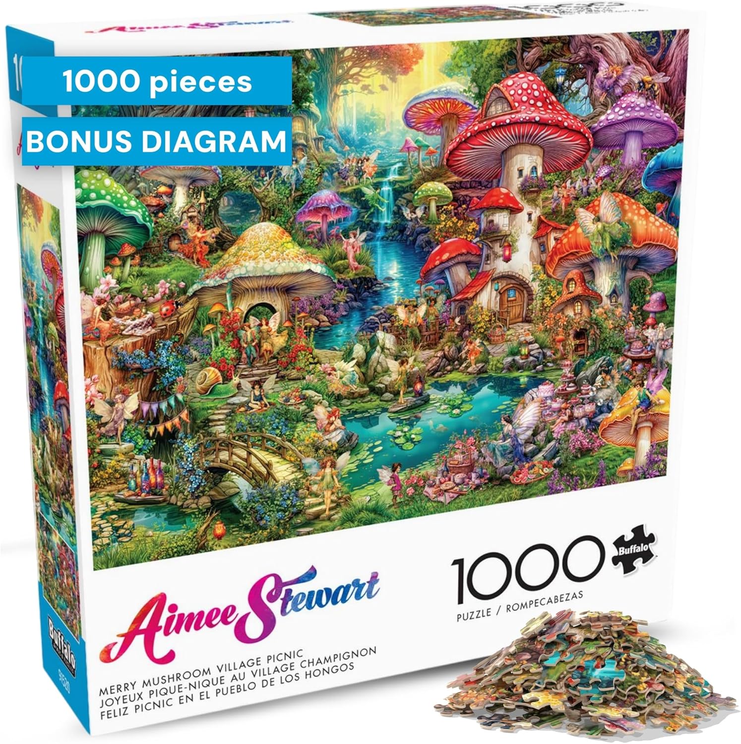 Buffalo Games u2013 Aimee Stewart Merry Mushroom Cottage 1000 Piece Jigsaw Puzzle for Adults, Whimsical Fantasy Scene, Made in USA - Image 5