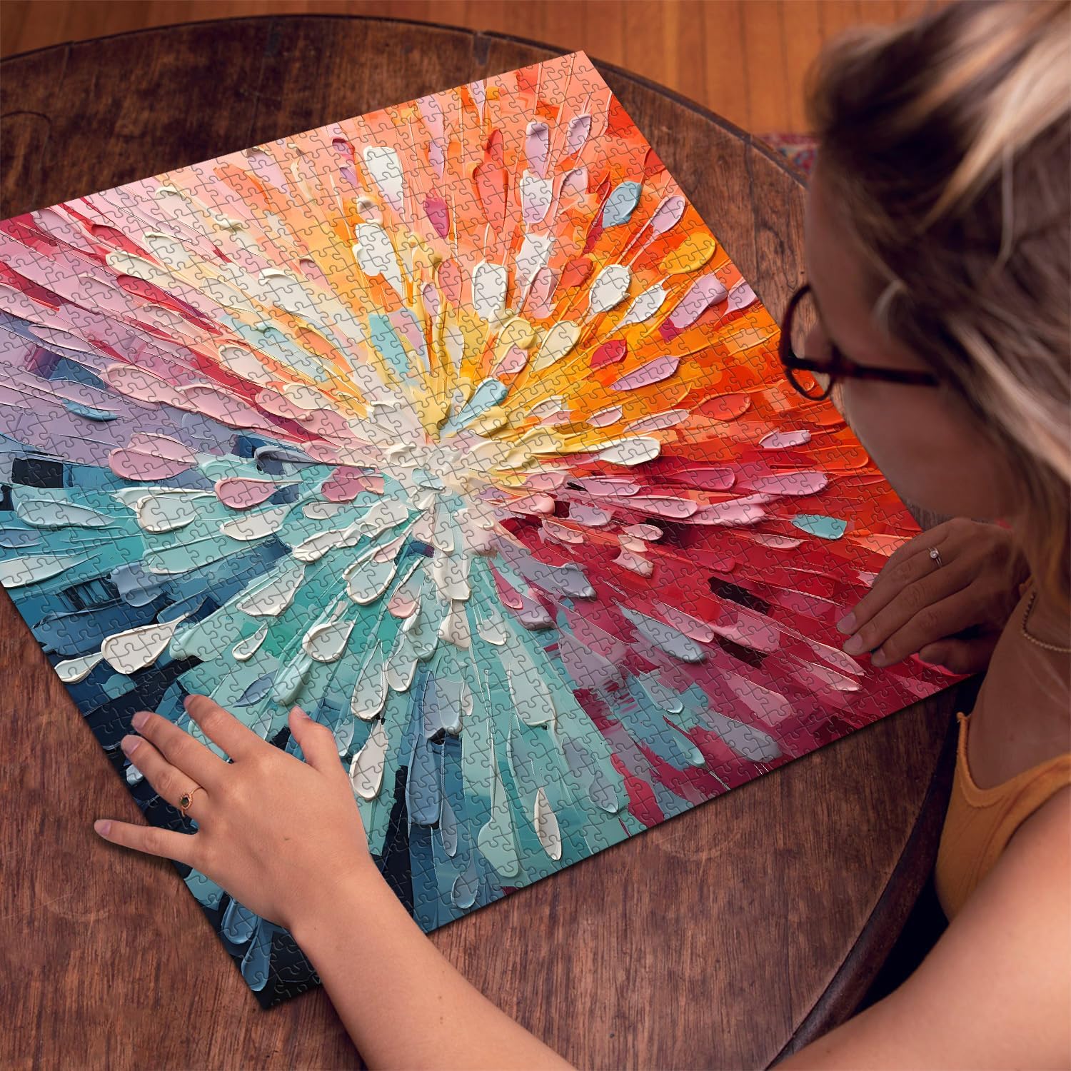 Impossible Puzzles 1000 Piece, Colorful Hard Difficult Puzzle for Adults, Gradient Rainbow Challenging Jigsaw Art Painting - Image 6