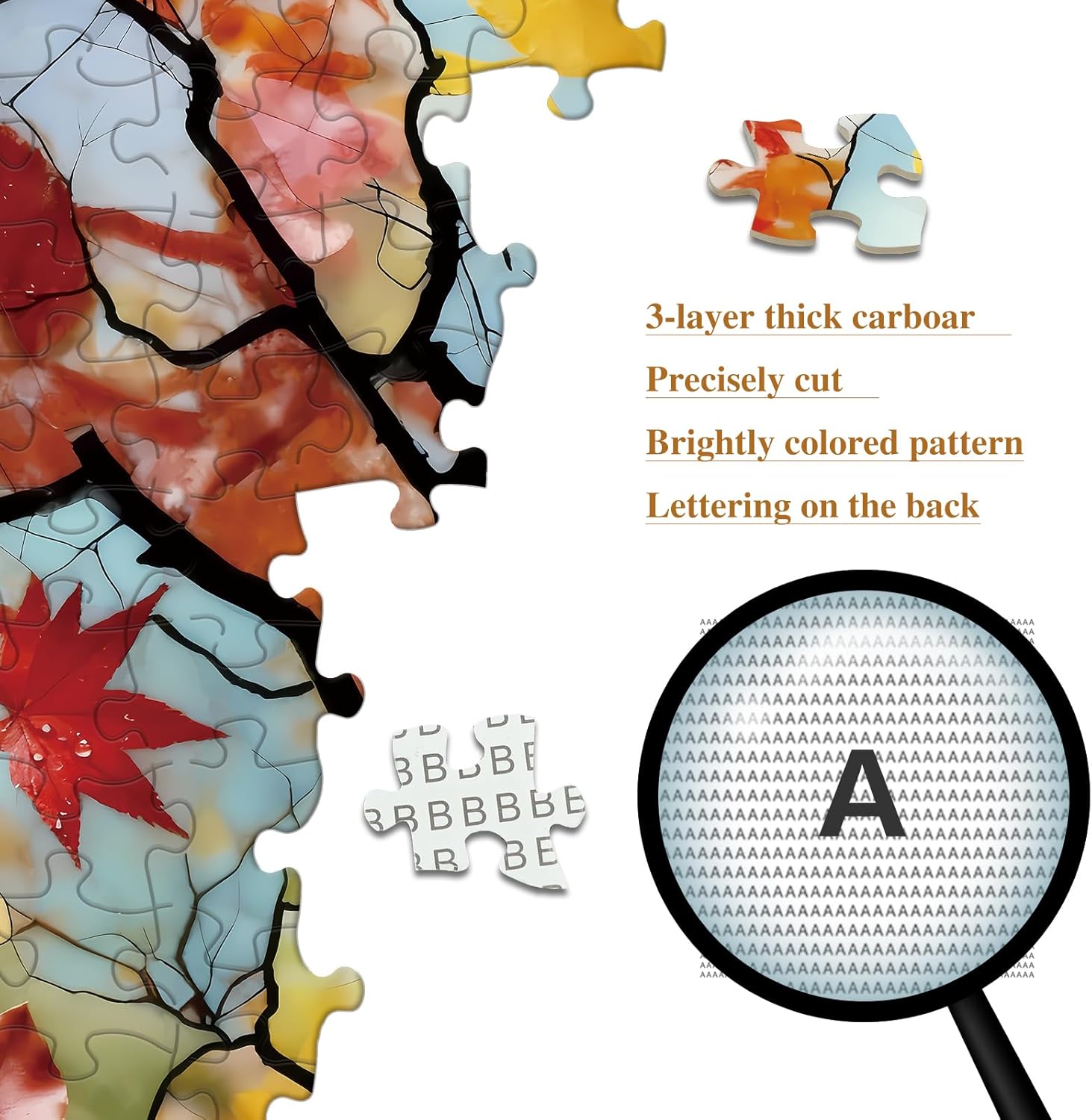 PQIKTUV Jigsaw Puzzle 1000 Pieces Stained Glass Autumn Tree, Puzzles for Adults 1000 Pieces with Dustproof Storage Bag, Impossible Puzzle Family Decoration for Valentine Friends Parents - Image 3