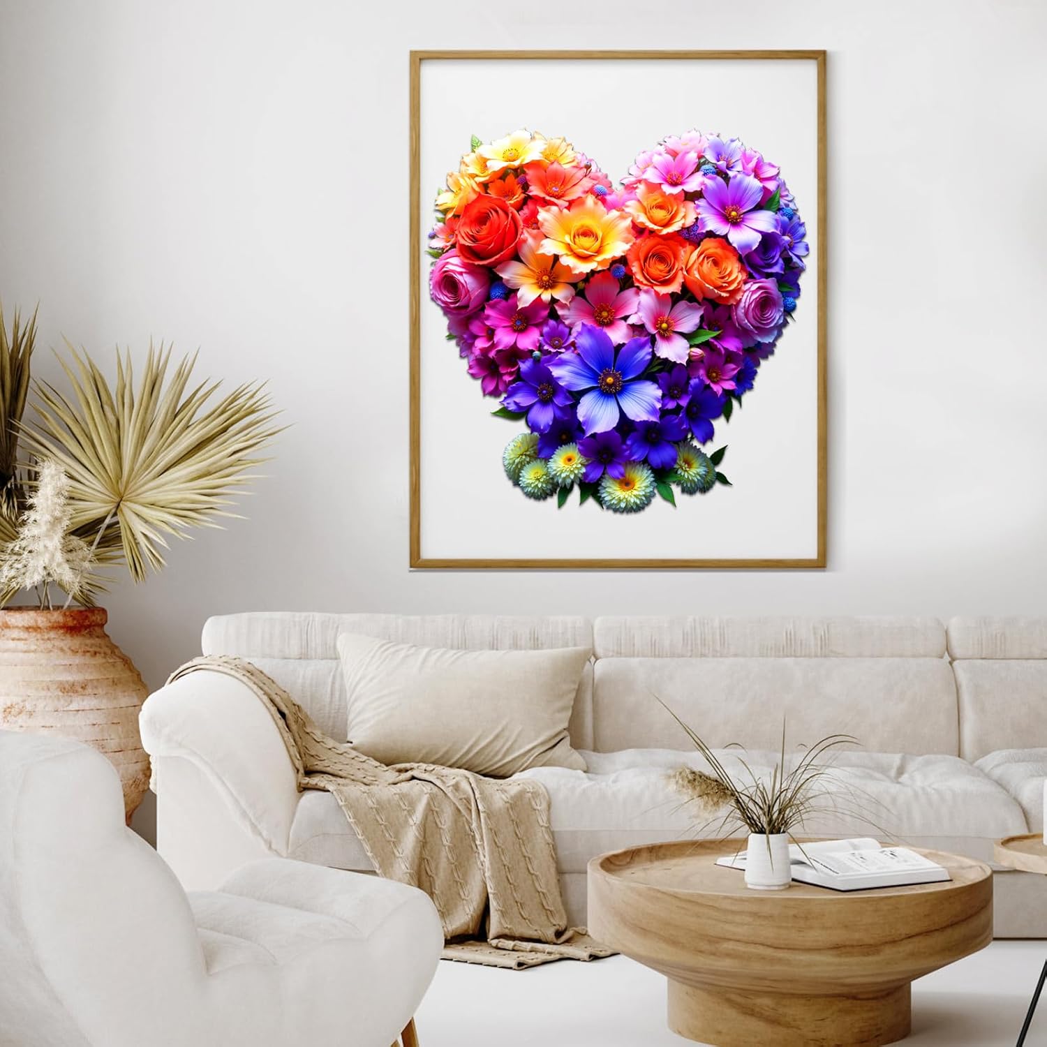 Wooden Jigsaw Puzzles for Adults and Kids, Heart Flower 300 Piece Unique Shaped Puzzle, Family Game and Creative Wooden Puzzle Gift, Wall Art Decor