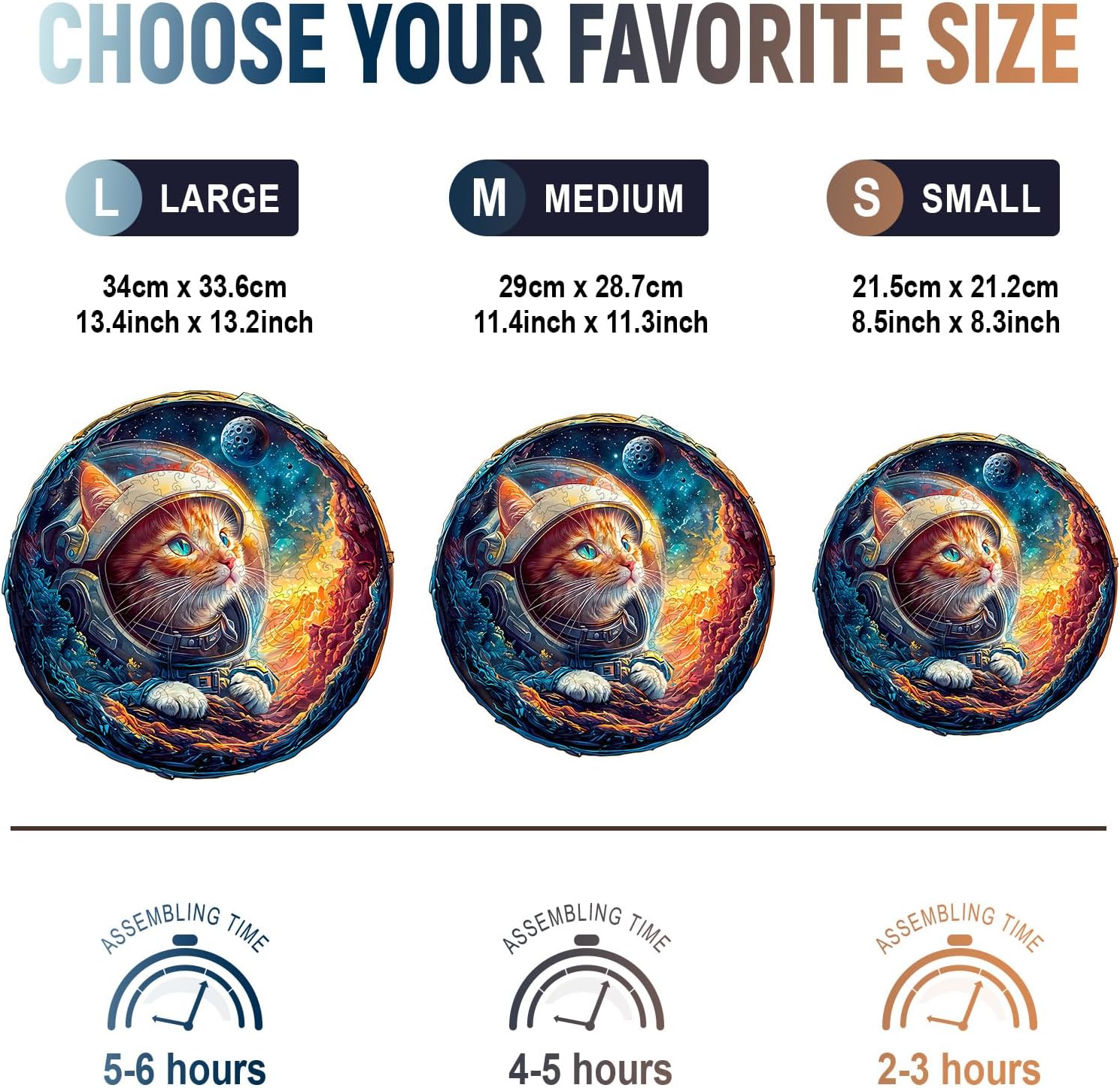 Wooden Jigsaw Puzzles, Space Cat Wooden Puzzles for Adults with Unique Shape, Adult Jigsaw Puzzle, Birthday Gifts for Adults, 13.4"x13.2"-300pcs - Image 3