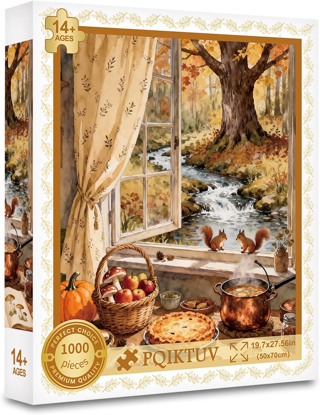 PQIKTUV Jigsaw Puzzle 1000 Pieces Stained Glass Autumn Tree, Puzzles for Adults 1000 Pieces with Dustproof Storage Bag, Impossible Puzzle Family Decoration for Valentine Friends Parents - Image 6
