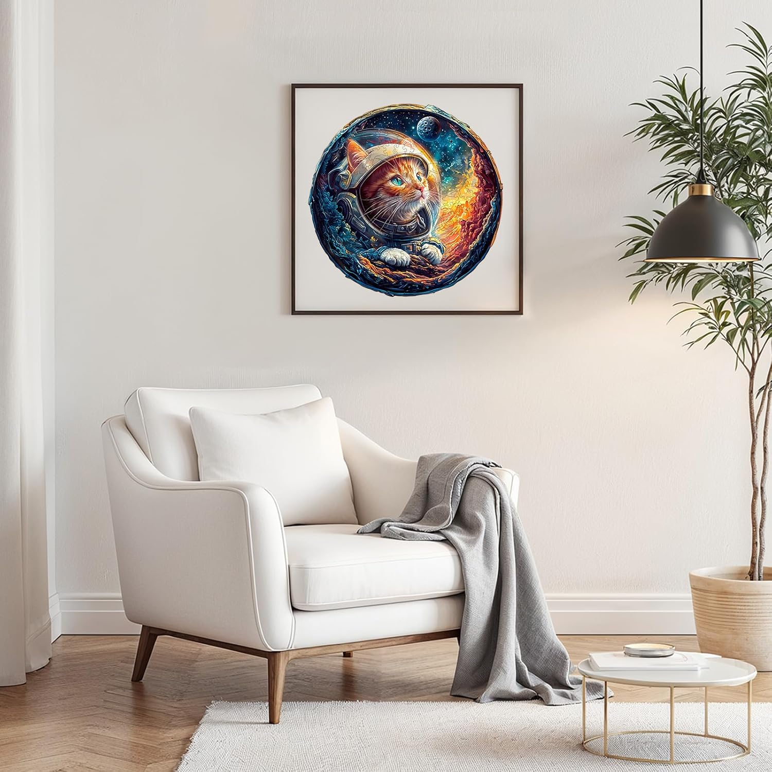 Wooden Jigsaw Puzzles, Space Cat Wooden Puzzles for Adults with Unique Shape, Adult Jigsaw Puzzle, Birthday Gifts for Adults, 13.4"x13.2"-300pcs - Image 6