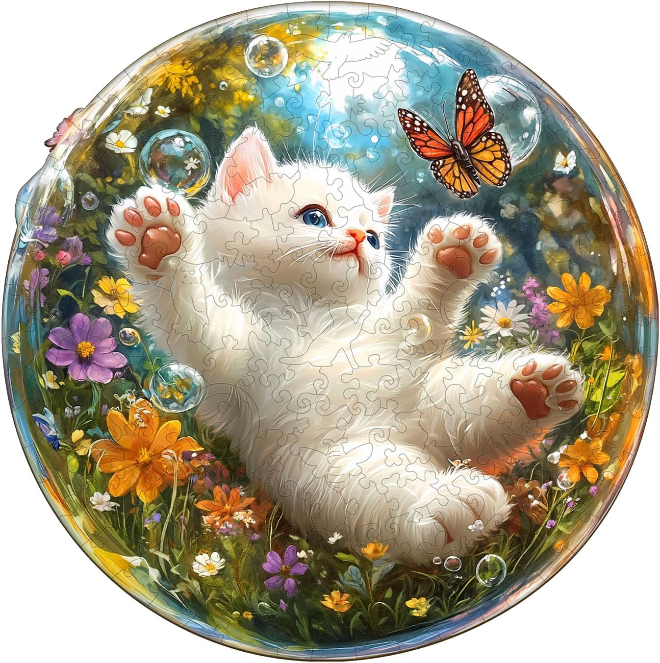 Wooden Jigsaw Puzzles, Space Cat Wooden Puzzles for Adults with Unique Shape, Adult Jigsaw Puzzle, Birthday Gifts for Adults, 13.4"x13.2"-300pcs - Image 7