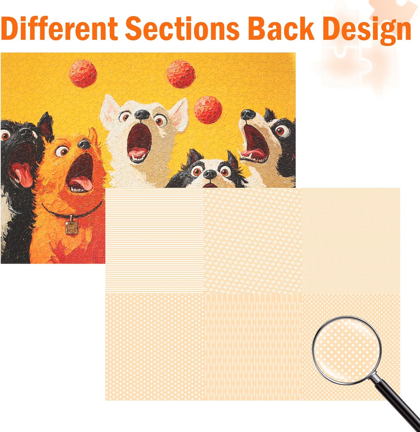 Alternative view of Naturelish Jigsaw Puzzles for Adults 1000 Pieces, Vibrant Colorful Unique Shaped Puzzle Challenging Game for Family Activity Home Decor, 20x27 Inches, 5 Dogs