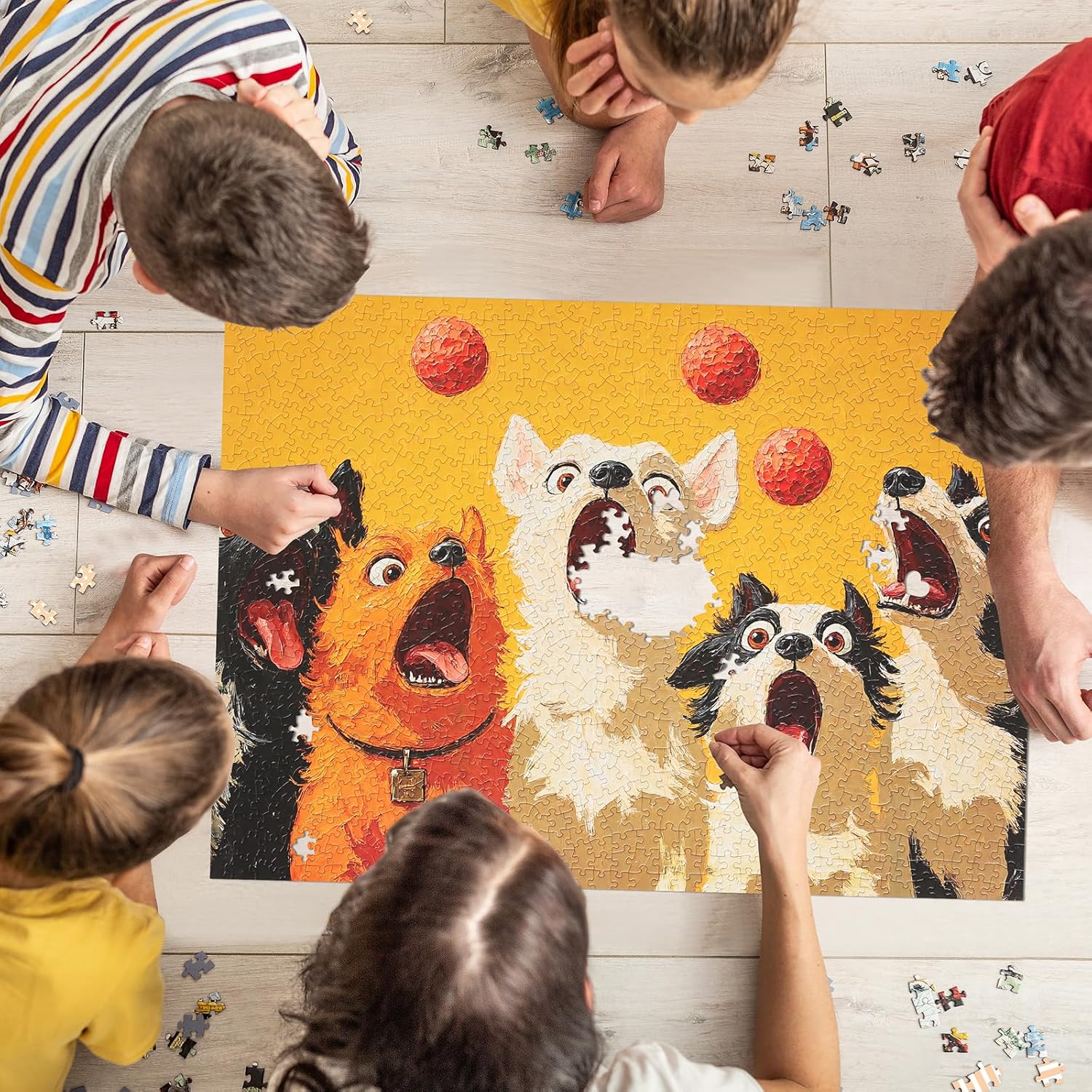 Naturelish Jigsaw Puzzles for Adults 1000 Pieces, Vibrant Colorful Unique Shaped Puzzle Challenging Game for Family Activity Home Decor, 20x27 Inches, 5 Dogs - Image 5