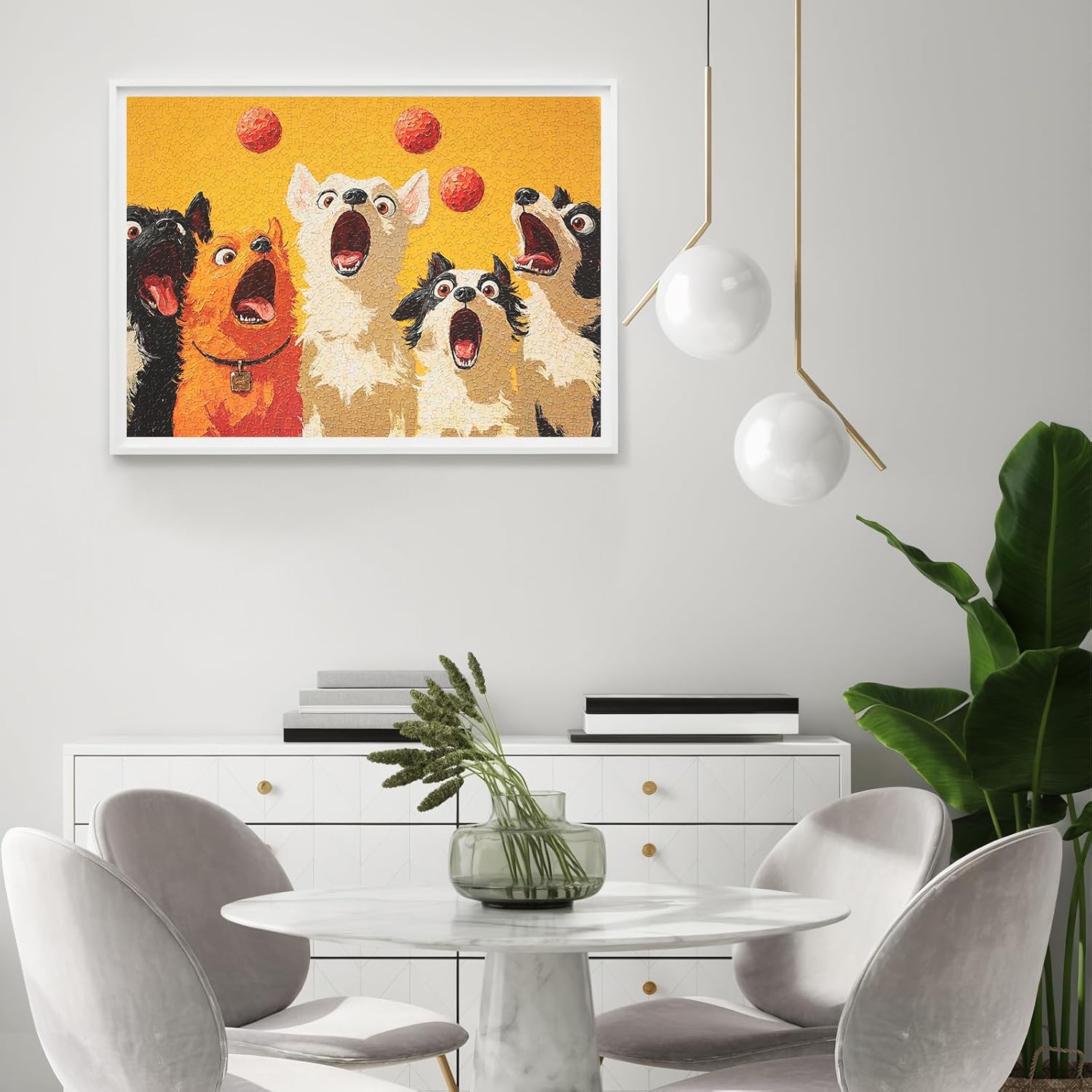 Naturelish Jigsaw Puzzles for Adults 1000 Pieces, Vibrant Colorful Unique Shaped Puzzle Challenging Game for Family Activity Home Decor, 20x27 Inches, 5 Dogs - Image 6