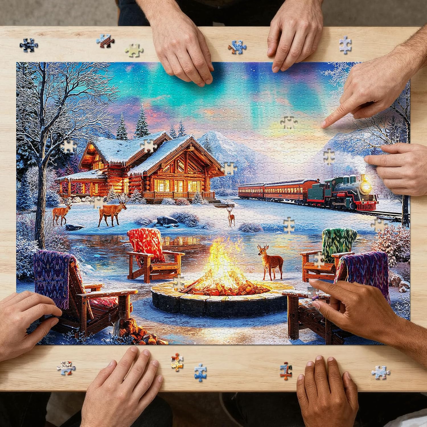 Aurora Over Snowscape Puzzles for Adults 1000 Pieces, Impossible Hard Difficult Challenging Jigsaw Puzzle 1000 Pieces, Christmas Birthday Gifts Home Decor for Adults/Friends/Family