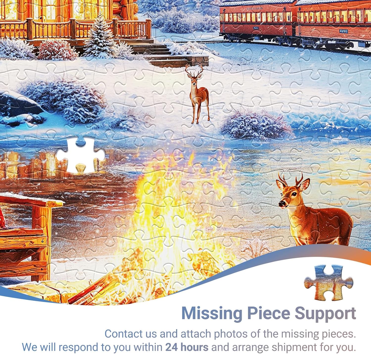 Aurora Over Snowscape Puzzles for Adults 1000 Pieces, Impossible Hard Difficult Challenging Jigsaw Puzzle 1000 Pieces, Christmas Birthday Gifts Home Decor for Adults/Friends/Family - Image 4