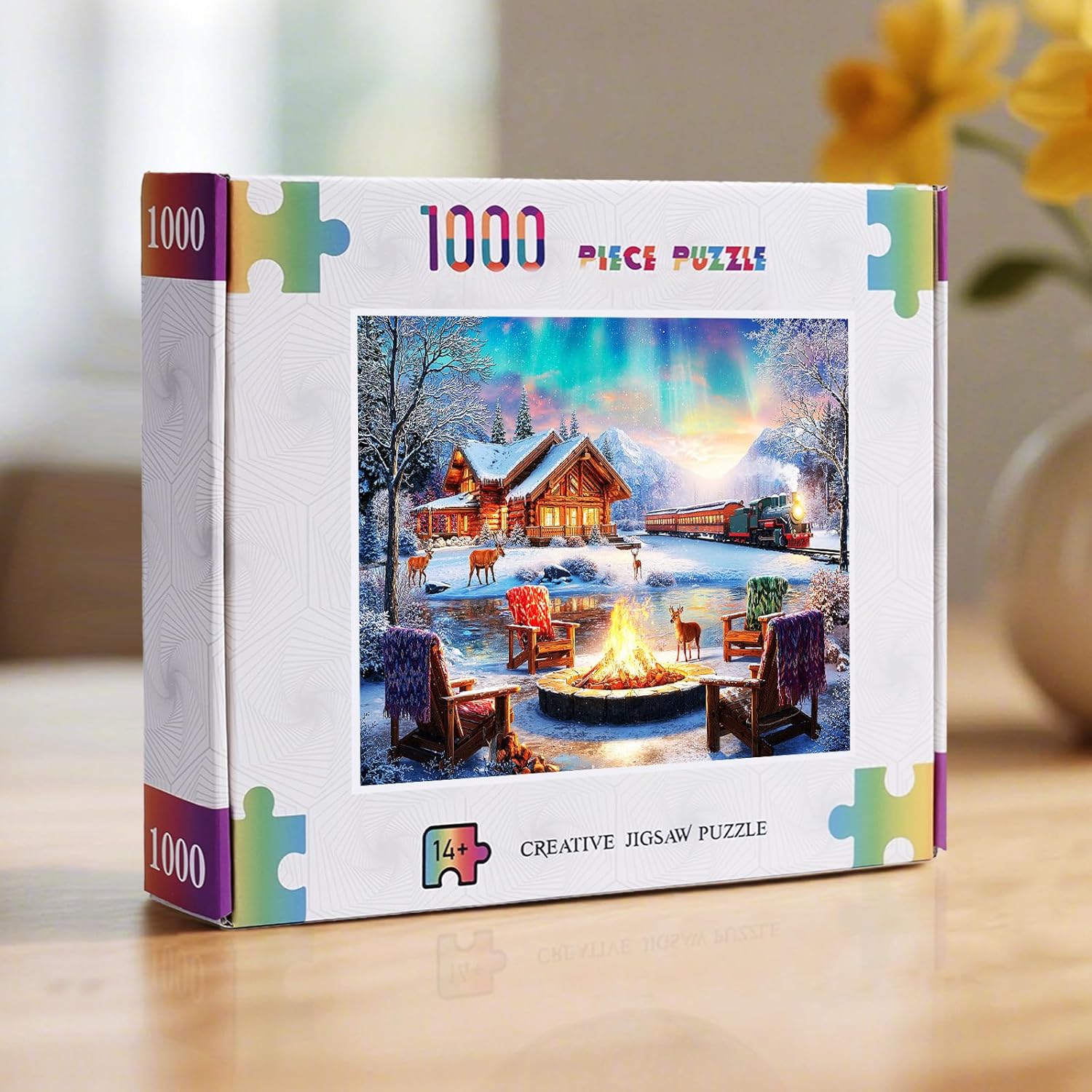 Aurora Over Snowscape Puzzles for Adults 1000 Pieces, Impossible Hard Difficult Challenging Jigsaw Puzzle 1000 Pieces, Christmas Birthday Gifts Home Decor for Adults/Friends/Family - Image 5