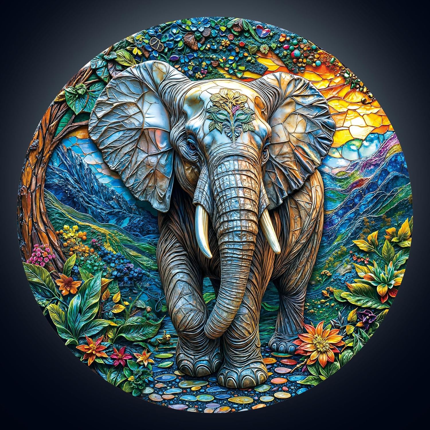 Artipuz 1000 Piece Round Jigsaw Puzzle for Adults - 3D Visual Christmas Snowman Village (26.6in Diameter) | Circular Brain Challenge & Artistic Home Decor for Mindful Relaxation - Image 7