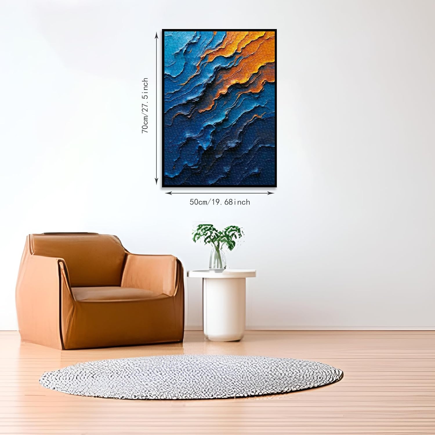 PQIKTUV Puzzles for Adults 1000 Pieces Textured Blue Orange Abstract Wave Art Jigsaw, Puzzles with Letter on Back, HD Poster, Storage Bag Adult Puzzles Home Decor Gift for Friend Family