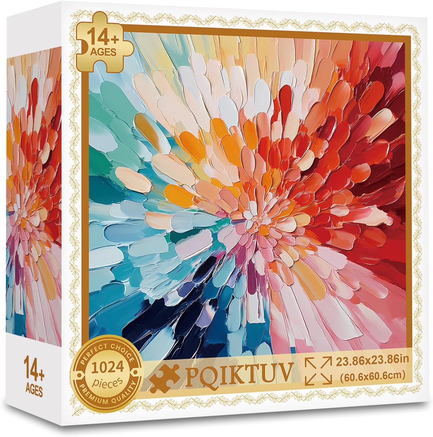 PQIKTUV Puzzles for Adults 1000 Pieces Textured Blue Orange Abstract Wave Art Jigsaw, Puzzles with Letter on Back, HD Poster, Storage Bag Adult Puzzles Home Decor Gift for Friend Family - Image 6