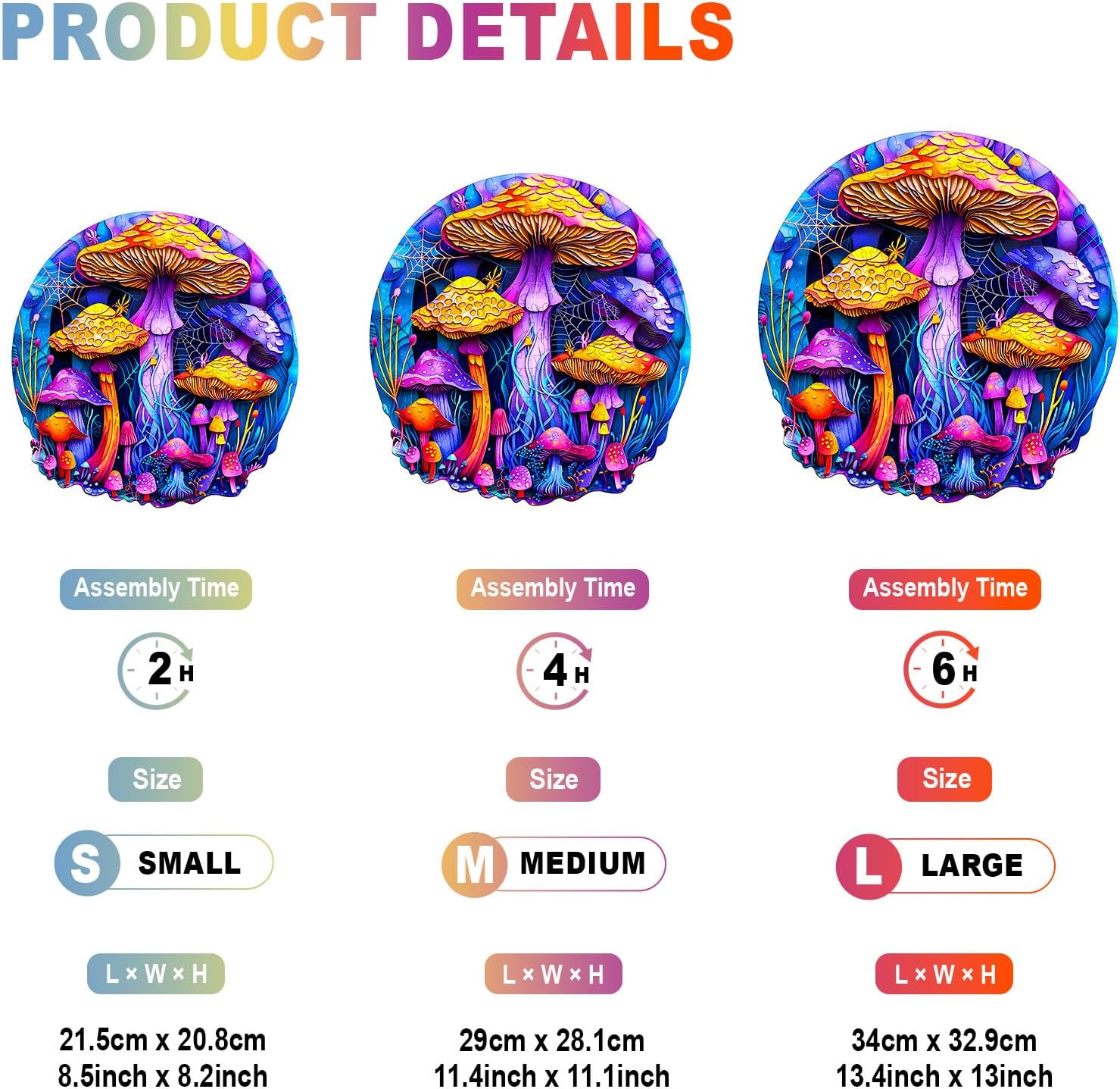 Wooden Puzzles for Adults - Paper Cut Mushroom Wooden Jigsaw Puzzle - Unique Animal Shaped Wood Puzzles Adult - Christmas Birthday Gifts for Adults/Friends/Family - 200pcs 11.4 * 11.1in - Image 3