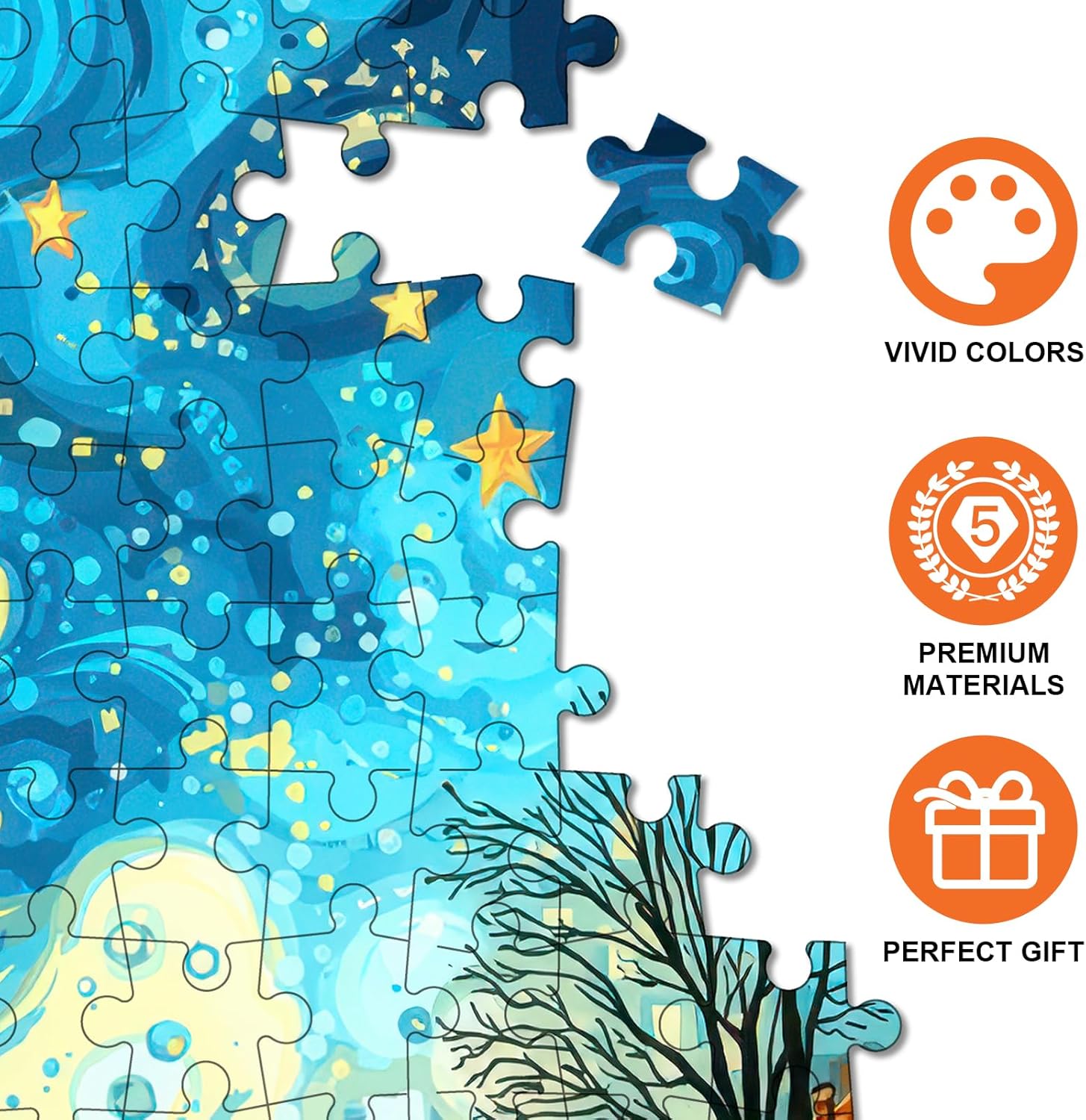 1000 Piece Jigsaw Puzzle for Adults - Whimsical Starry Night Fairy Town, 28x20 Inch Panoramic Fantasy Art, Challenging Puzzle with Lettered Back, Unique Home Decor Gift - Image 5