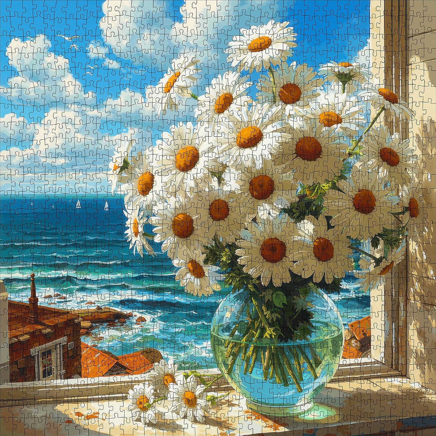 1000 Piece Jigsaw Puzzle for Adults - Whimsical Starry Night Fairy Town, 28x20 Inch Panoramic Fantasy Art, Challenging Puzzle with Lettered Back, Unique Home Decor Gift - Image 9