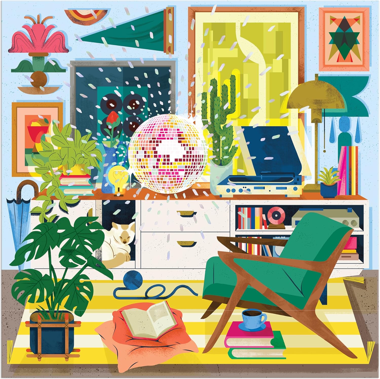 Galison Disco Life u2013 500 Piece Foil Jigsaw Puzzle Featuring Beautiful Artwork of Disco Ball Inspired Still Life