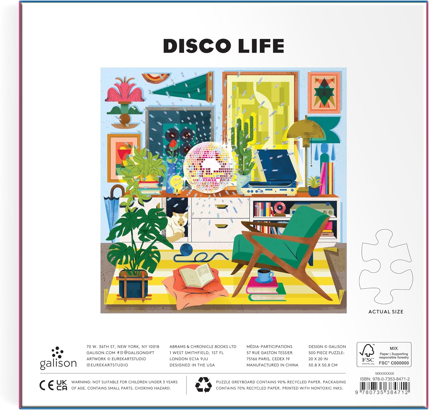 Galison Disco Life u2013 500 Piece Foil Jigsaw Puzzle Featuring Beautiful Artwork of Disco Ball Inspired Still Life - Image 3