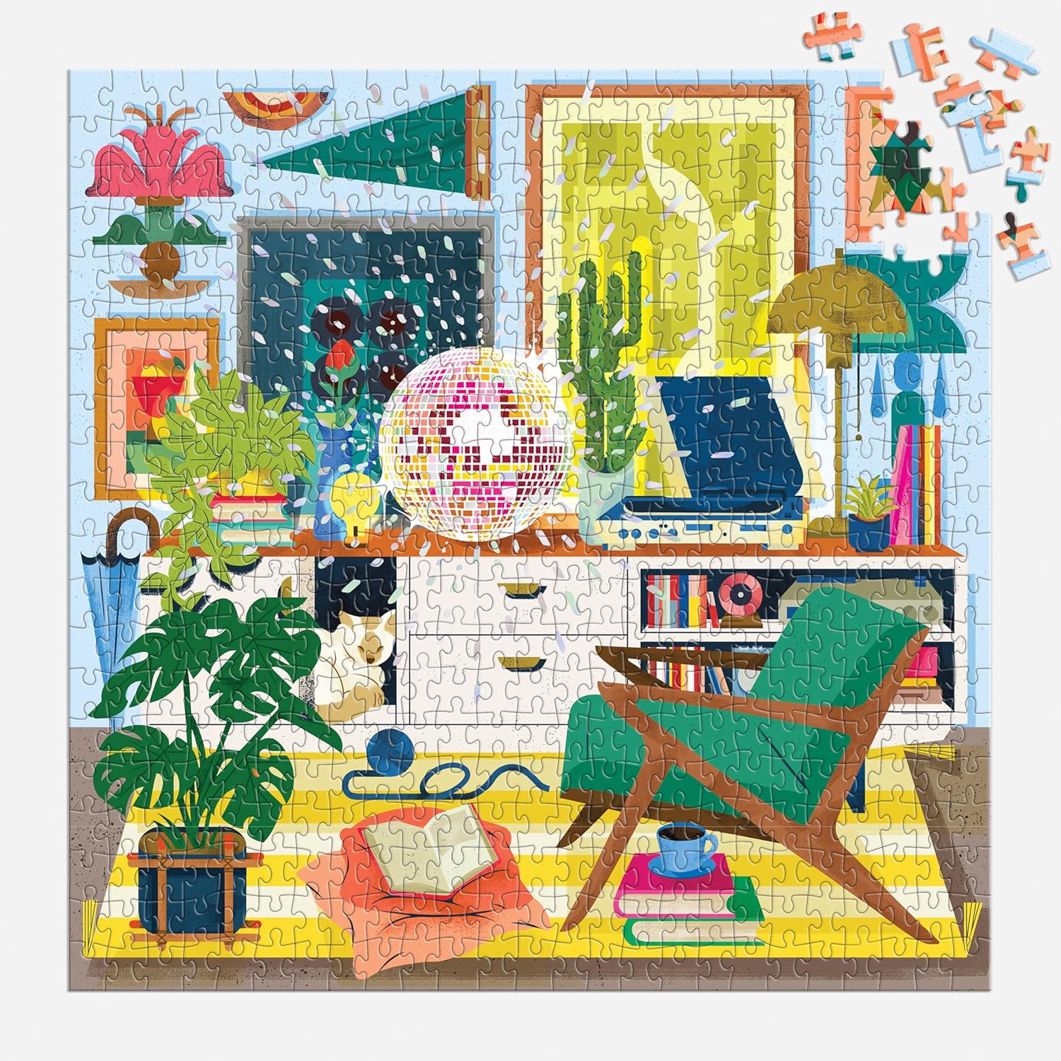 Galison Disco Life u2013 500 Piece Foil Jigsaw Puzzle Featuring Beautiful Artwork of Disco Ball Inspired Still Life - Image 5