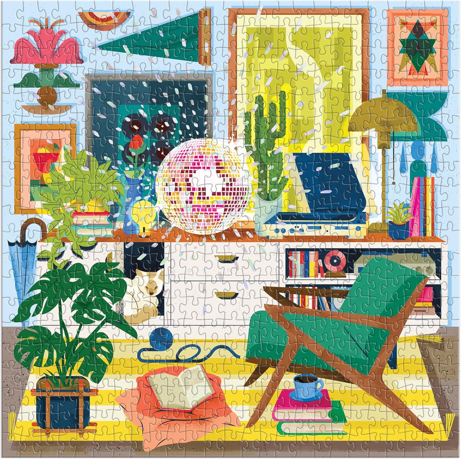 Galison Disco Life u2013 500 Piece Foil Jigsaw Puzzle Featuring Beautiful Artwork of Disco Ball Inspired Still Life - Image 6